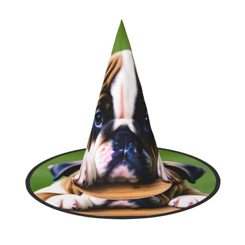 dkkuvt Niedlicher Bulldoggen-Welpen-Druck, Karneval, Halloween, Hexenhut, Kostüm, Hut für Partys, Maskeraden für Damen und Herren dkkuvt Niedlicher Bulldoggen-Welpen-Druck, Karneval, Halloween, Hexenhut, Kostüm, Hut für Partys, Maskeraden für Damen und Herren von dkkuvt