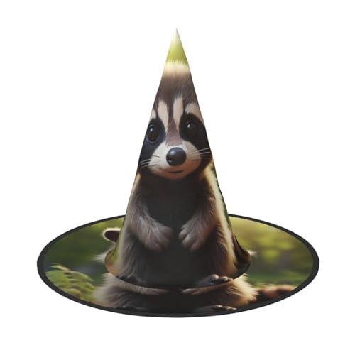 dkkuvt Niedlicher Waschbär-Druck, Karneval, Halloween, Hexenhut, Kostüm, Hut für Partys, Maskeraden für Damen und Herren dkkuvt Niedlicher Waschbär-Druck, Karneval, Halloween, Hexenhut, Kostüm, Hut für Partys, Maskeraden für Damen und Herren von dkkuvt
