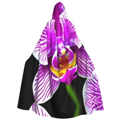 dkkuvt Orchideen-Blumendruck, Halloween, Eleganz, Kapuzenumhang, Uni, Umhang für Cosplay, Karneval, Partys, Kostüme von dkkuvt