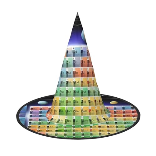 dkkuvt Periodensystem der Elemente, Druck, Karneval, Halloween, Hexenhut, Kostüm, Hut für Partys, Maskeraden für Damen und Herren dkkuvt Periodensystem der Elemente, Druck, Karneval, Halloween, Hexenhut, Kostüm, Hut für Partys, Maskeraden für Damen und Herren von dkkuvt