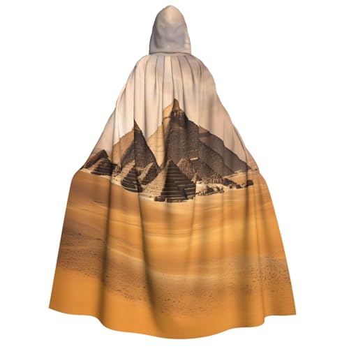 dkkuvt Pyramids of Egypt Print Halloween Elegance Hooded Cloak Uni Cape For Cosplay Carnival Parties Costumes von dkkuvt