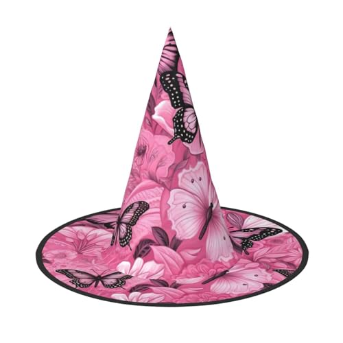 dkkuvt Rosa Schmetterling Nahtloser Fliesendruck Karneval Halloween Hexenhut Kostüm Hut für Partys Maskeraden für Damen Herren dkkuvt Rosa Schmetterling Nahtloser Fliesendruck Karneval Halloween Hexenhut Kostüm Hut für Partys Maskeraden für Damen Herren von dkkuvt