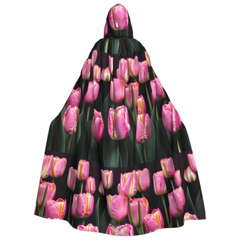 dkkuvt Rosa und Tulpenaufdruck, geeignet für Männer und Frauen, Halloween-Kostüm, Kapuzenumhang, Umhang für Erwachsene, Umhang dkkuvt Rosa und Tulpenaufdruck, geeignet für Männer und Frauen, Halloween-Kostüm, Kapuzenumhang, Umhang für Erwachsene, Umhang von dkkuvt