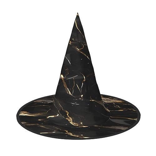 dkkuvt Schwarz-goldener Marmor-Druck, Karneval, Halloween, Hexenhut, Kostüm, Hut für Partys, Maskeraden für Damen und Herren dkkuvt Schwarz-goldener Marmor-Druck, Karneval, Halloween, Hexenhut, Kostüm, Hut für Partys, Maskeraden für Damen und Herren von dkkuvt