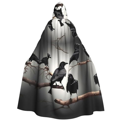 dkkuvt Schwarze Krähenvögel auf einem Ast, bedruckt, geeignet für Männer und Frauen, Halloween-Kostüm, Kapuzenumhang, Umhang für Erwachsene, Umhang dkkuvt Schwarze Krähenvögel auf einem Ast, bedruckt, geeignet für Männer und Frauen, Halloween-Kostüm, Kapuzenumhang, Umhang für Erwachsene, Umhang von dkkuvt