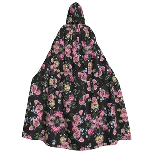 dkkuvt Schwarzer Blackgound-Rosen-Druck, geeignet für Männer und Frauen, Halloween-Kostüm, Kapuzenumhang, Umhang für Erwachsene, Umhang dkkuvt Schwarzer Blackgound-Rosen-Druck, geeignet für Männer und Frauen, Halloween-Kostüm, Kapuzenumhang, Umhang für Erwachsene, Umhang von dkkuvt