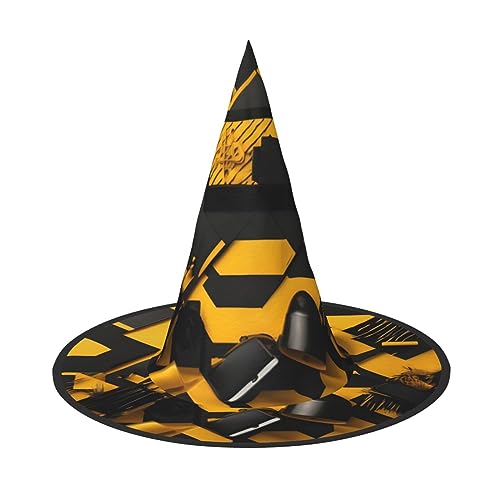 dkkuvt Senfgelber und schwarzer Druck, Karneval, Halloween, Hexenhut, Kostüm, Hut für Partys, Maskeraden für Damen und Herren dkkuvt Senfgelber und schwarzer Druck, Karneval, Halloween, Hexenhut, Kostüm, Hut für Partys, Maskeraden für Damen und Herren von dkkuvt