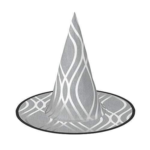 dkkuvt Silberner geometrischer Figuren-Druck, Karneval, Halloween, Hexenhut, Kostüm, Hut für Partys, Maskeraden für Damen und Herren dkkuvt Silberner geometrischer Figuren-Druck, Karneval, Halloween, Hexenhut, Kostüm, Hut für Partys, Maskeraden für Damen und Herren von dkkuvt