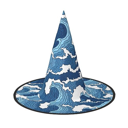 dkkuvt Sturmmeer-Druck, Karneval, Halloween, Hexenhut, Kostüm, Hut für Partys, Maskeraden für Damen und Herren dkkuvt Sturmmeer-Druck, Karneval, Halloween, Hexenhut, Kostüm, Hut für Partys, Maskeraden für Damen und Herren von dkkuvt