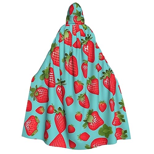 dkkuvt Süßer Erdbeer-Druck, Halloween, Eleganz, Kapuzenumhang, Uni, Umhang für Cosplay, Karneval, Partys, Kostüme von dkkuvt