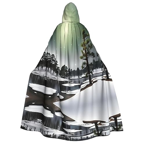dkkuvt Tannennadelbaum, Winterdruck, geeignet für Männer und Frauen, Halloween-Kostüm, Kapuzenumhang, Umhang für Erwachsene, Umhang von dkkuvt
