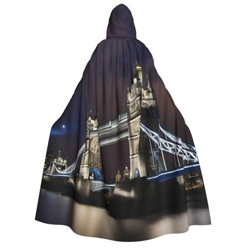 dkkuvt Tower Bridge in London Druck, geeignet für Männer und Frauen, Halloween-Kostüm, Kapuzenumhang, Umhang für Erwachsene, Umhang von dkkuvt