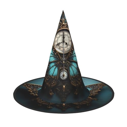 dkkuvt Uhr Schmetterling Druck Karneval Halloween Hexenhut Kostüm Hut für Partys Maskeraden für Damen Herren dkkuvt Uhr Schmetterling Druck Karneval Halloween Hexenhut Kostüm Hut für Partys Maskeraden für Damen Herren von dkkuvt