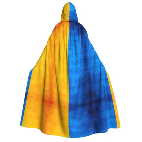 dkkuvt Ukrainischer Flaggen-Druck, Halloween, Eleganz, Kapuzenumhang, Uni, Umhang für Cosplay, Karneval, Partys, Kostüme von dkkuvt