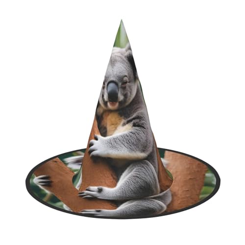dkkuvt Umarmender Baum, Koala-Druck, Karneval, Halloween, Hexenhut, Kostüm, Hut für Partys, Maskeraden für Damen und Herren dkkuvt Umarmender Baum, Koala-Druck, Karneval, Halloween, Hexenhut, Kostüm, Hut für Partys, Maskeraden für Damen und Herren von dkkuvt