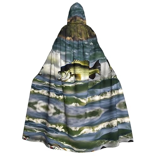 dkkuvt Umhang mit Kapuze, Bass, Angeln, Wellendruck, Halloween, Eleganz, Uni, Umhang für Cosplay, Karneval, Partys, Kostüme von dkkuvt