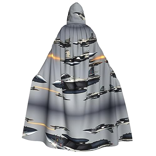 dkkuvt Umhang mit Kapuze, Motiv: Flugzeugkampfjets für Halloween, Eleganz, Uni, Umhang für Cosplay, Karneval, Partys, Kostüme von dkkuvt