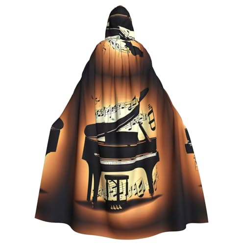 dkkuvt Umhang mit Kapuze, Motiv: Klavier, Violine und Musiknoten, Uni, Umhang für Karneval, Maskerade, Partys, Themenveranstaltungen dkkuvt Umhang mit Kapuze, Motiv: Klavier, Violine und Musiknoten, Uni, Umhang für Karneval, Maskerade, Partys, Themenveranstaltungen von dkkuvt