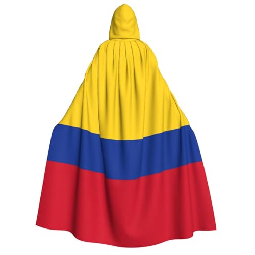 dkkuvt Umhang mit Kapuze und Flagge, Kolumbien-Druck, Halloween, Eleganz, Uni, Umhang für Cosplay, Karneval, Partys, Kostüme von dkkuvt