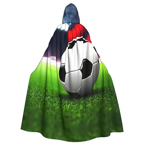 dkkuvt Umhang mit Kapuze und Fußball-Aufdruck, Uni, für Karneval, Maskerade, Partys, Themenveranstaltungen dkkuvt Umhang mit Kapuze und Fußball-Aufdruck, Uni, für Karneval, Maskerade, Partys, Themenveranstaltungen von dkkuvt