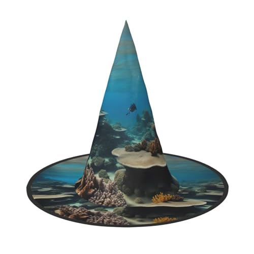 dkkuvt Unterwasser-Ozeanblick-Druck, Karneval, Halloween, Hexenhut, Kostüm, Hut für Partys, Maskeraden für Damen und Herren dkkuvt Unterwasser-Ozeanblick-Druck, Karneval, Halloween, Hexenhut, Kostüm, Hut für Partys, Maskeraden für Damen und Herren von dkkuvt