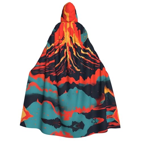 dkkuvt Volcano Print Halloween Elegance Hooded Cloak Uni Cape For Cosplay Carnival Parties Costumes von dkkuvt