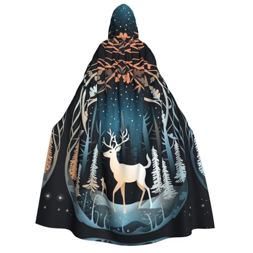 dkkuvt Weihnachtsbaum-Hirsch-Druck, geeignet für Männer und Frauen, Halloween-Kostüm, Kapuzenumhang, Umhang für Erwachsene, Umhang dkkuvt Weihnachtsbaum-Hirsch-Druck, geeignet für Männer und Frauen, Halloween-Kostüm, Kapuzenumhang, Umhang für Erwachsene, Umhang von dkkuvt
