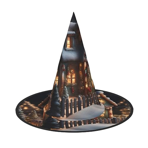 dkkuvt Weihnachtsdorfhaus 4 Druck Karneval Halloween Hexenhut Kostüm Hut für Partys Maskeraden für Damen Herren dkkuvt Weihnachtsdorfhaus 4 Druck Karneval Halloween Hexenhut Kostüm Hut für Partys Maskeraden für Damen Herren von dkkuvt