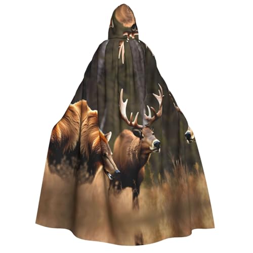 dkkuvt Wildtier-Jagd, Hirsch, Bär, Elch, Druck, geeignet für Männer und Frauen, Halloween-Kostüm, Kapuzenumhang, Umhang für Erwachsene, Umhang dkkuvt Wildtier-Jagd, Hirsch, Bär, Elch, Druck, geeignet für Männer und Frauen, Halloween-Kostüm, Kapuzenumhang, Umhang für Erwachsene, Umhang von dkkuvt