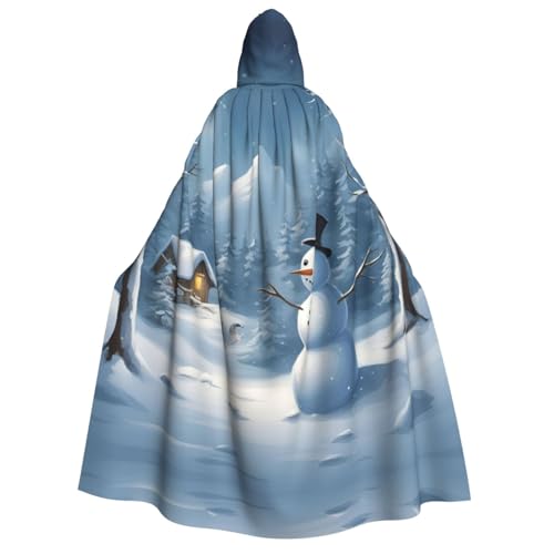 dkkuvt Winter-Schneemann-Druck, Halloween, Eleganz, Kapuzenumhang, Uni, Umhang für Cosplay, Karneval, Partys, Kostüme von dkkuvt