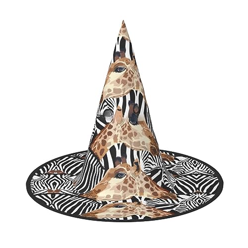 dkkuvt Zebra und Giraffe Druck Karneval Halloween Hexenhut Kostüm Hut für Partys Maskeraden für Damen Herren dkkuvt Zebra und Giraffe Druck Karneval Halloween Hexenhut Kostüm Hut für Partys Maskeraden für Damen Herren von dkkuvt