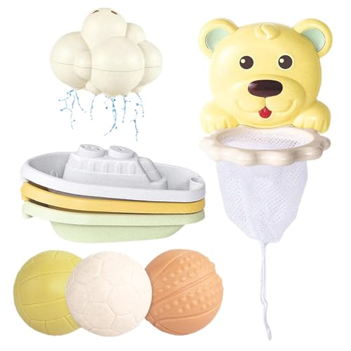 dmqdu Basketballring für Dusche, Basketball-Badewanne, Badespielzeug – lustiges Wasserspielzeug für Kinder, Badespielzeug mit 3 Bällen, 1 Wolkendusche und 3 Stück von dmqdu