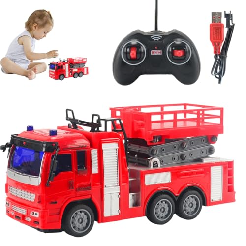 dmqdu Feuerwehrauto mit Fernbedienung, Spielzeug-Set für Feuerwehrfahrzeuge, Feuerwehrautos für Kinder, Spielzeug für Baufahrzeuge mit Effekten dmqdu Feuerwehrauto mit Fernbedienung, Spielzeug-Set für Feuerwehrfahrzeuge, Feuerwehrautos für Kinder, Spielzeug für Baufahrzeuge mit Effekten von dmqdu
