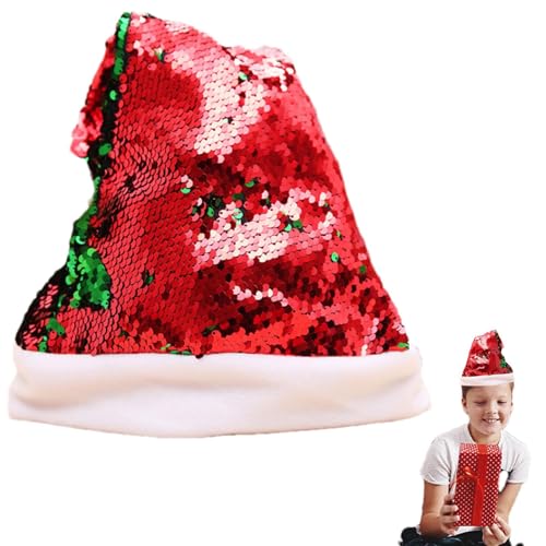 dmqdu Pailletten-Weihnachtsmannmütze, Kopfbedeckung, Weihnachtsmütze, doppelseitig, wendbar, Glitzer-Paillettenmütze, Weihnachtsmütze, Weihnachtsmütze mit Pailletten, für Kinder und Erwachsene dmqdu Pailletten-Weihnachtsmannmütze, Kopfbedeckung, Weihnachtsmütze, doppelseitig, wendbar, Glitzer-Paillettenmütze, Weihnachtsmütze, Weihnachtsmütze mit Pailletten, für Kinder und Erwachsene von dmqdu