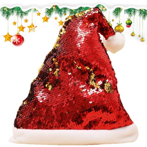 dmqdu Pailletten-Weihnachtsmannmütze, Kopfbedeckung, Weihnachtsmütze, doppelseitig, wendbar, Glitzer-Paillettenmütze, Weihnachtsmütze, Weihnachtsmütze mit Pailletten, für Kinder und Erwachsene dmqdu Pailletten-Weihnachtsmannmütze, Kopfbedeckung, Weihnachtsmütze, doppelseitig, wendbar, Glitzer-Paillettenmütze, Weihnachtsmütze, Weihnachtsmütze mit Pailletten, für Kinder und Erwachsene von dmqdu