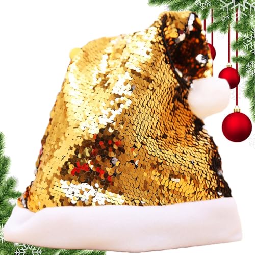 dmqdu Pailletten-Weihnachtsmannmütze, Kopfbedeckung, Weihnachtsmütze, doppelseitig, wendbar, Glitzer-Paillettenmütze, Weihnachtsmütze, Weihnachtsmütze mit Pailletten, für Kinder und Erwachsene dmqdu Pailletten-Weihnachtsmannmütze, Kopfbedeckung, Weihnachtsmütze, doppelseitig, wendbar, Glitzer-Paillettenmütze, Weihnachtsmütze, Weihnachtsmütze mit Pailletten, für Kinder und Erwachsene von dmqdu