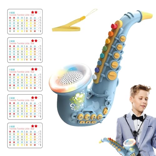 dmqdu Saxophon-Spielzeug, Saxophon für Kinder, Trompetensaxophon für Kinder mit Licht und Sound, simuliertes Saxophon-Spielzeug für Kleinkinder, Mädchen und . von dmqdu