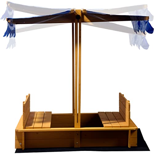 dobar® Sandkasten mit schwenkbarem Dach | Kinder-Sandkasten aus Holz | Sitzbänke | Sandbox inkl. Bodenplane | Verschließbare Sandkiste | 112 x 112 x 112 cm | Blau dobar® Sandkasten mit schwenkbarem Dach | Kinder-Sandkasten aus Holz | Sitzbänke | Sandbox inkl. Bodenplane | Verschließbare Sandkiste | 112 x 112 x 112 cm | Blau von dobar