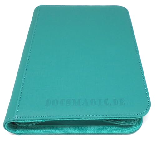 docsmagic.de Premium Pro-Player 4-Pocket Zip-Album Mint - 160 Card Binder - MTG - PKM - YGO - Reissverschluss Aqua von docsmagic.de