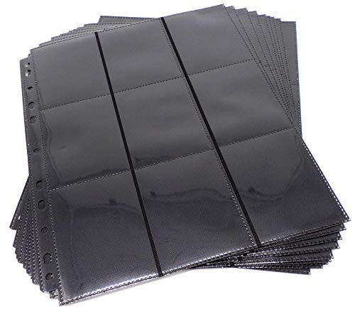 docsmagic.de 10 18-Pocket Pages Black - Sideloading - 11 Holes - MTG PKM YGO - Ordnerseiten Schwarz von docsmagic.de