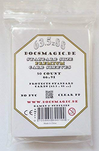 docsmagic.de 100 Clear Card Sleeves Standard Size 66 x 91 - Klar - Durchsichtig - Kartenhüllen - PKM - MTG von docsmagic.de