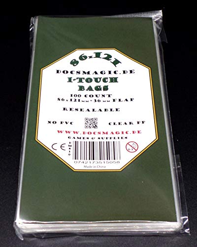 docsmagic.de 100 Resealable Bags - 86 x 121 mm - 1-Touch Toploader Screwdown - Hüllen Wiederverschließbar von docsmagic.de