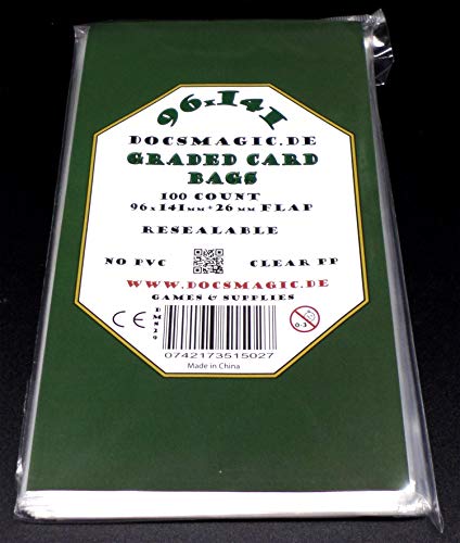 docsmagic.de 100 Resealable Graded Card Sleeves - 96 x 141 mm - PSA BGS Bags - Hüllen Wiederverschließbar von docsmagic.de