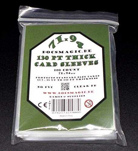 docsmagic.de 100 Thick Card Sleeves - 130 pt - 3" x 4" Standard Size - 71 x 94 mm Kartenhüllen von docsmagic.de