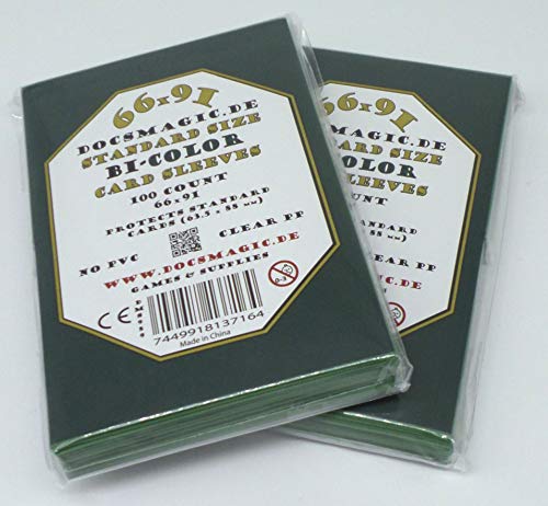 docsmagic.de 200 Premium Bi-Color Card Sleeves Mat Dark Green/Black Standard Size 66 x 91 Kartenhüllen Dunkelgrün Schwarz von docsmagic.de