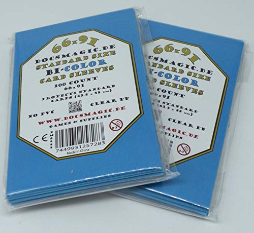 docsmagic.de 200 Premium Bi-Color Card Sleeves Mat Light Blue/Black Standard Size 66 x 91 Kartenhüllen Hellblau Schwarz von docsmagic.de