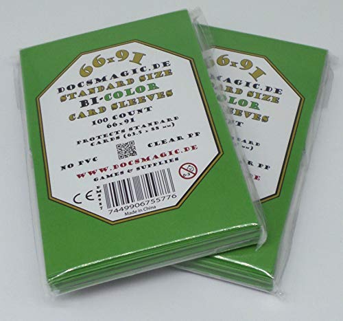 docsmagic.de 200 Premium Bi-Color Card Sleeves Mat Light Green/Black Standard Size 66 x 91 Kartenhüllen Hellgrün Schwarz von docsmagic.de