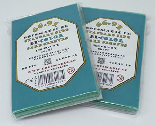 docsmagic.de 200 Premium Bi-Color Card Sleeves Mat Mint/Black Standard Size 66 x 91 Kartenhüllen Aqua Schwarz von docsmagic.de