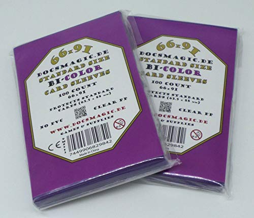 docsmagic.de 200 Premium Bi-Color Card Sleeves Mat Purple/Black Standard Size 66 x 91 Kartenhüllen Lila Schwarz von docsmagic.de
