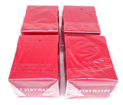 docsmagic.de 4 x Deck Box Full Red + Card Divider - Kartenbox Rot - PKM YGO MTG von docsmagic.de